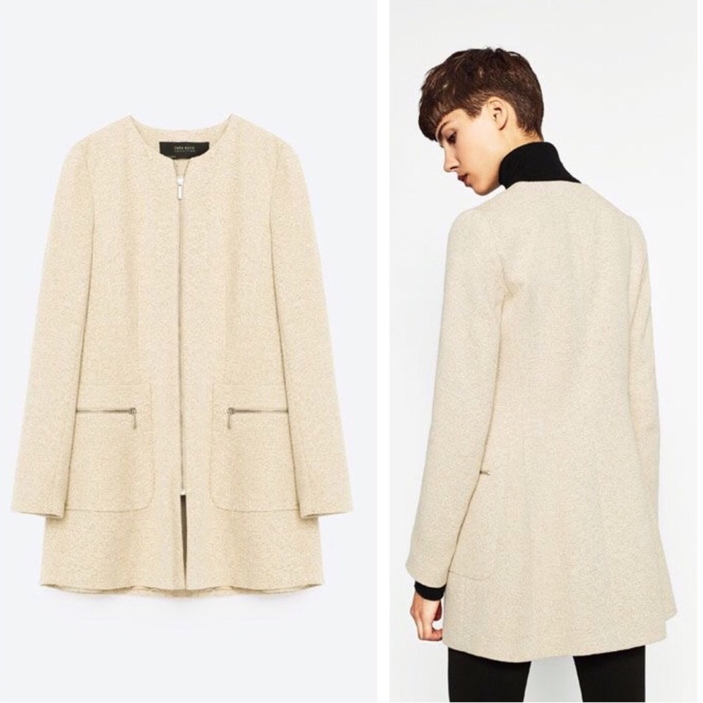 NWT Zara flecked zip front Frock coat - Picture 7 of 16
